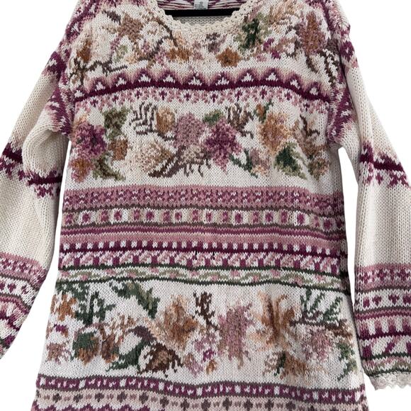 Heirloom Collectibles Floral Knit Sweater Medium Vintage Cottagecore 90s - Picture 8 of 8